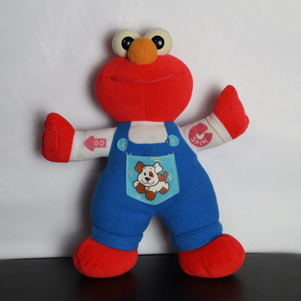 Jim Henson Tyco Plush 11" Radio Control Elmo & Puppy 90's Vintage Tested/Works